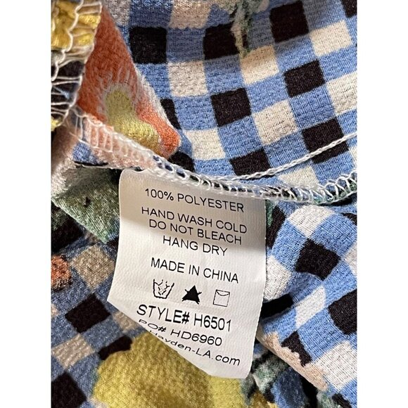 Hayden Los Angeles Gingham & Floral Faux Wrap Dress with Tie Waist – Size M - Picture 5 of 10